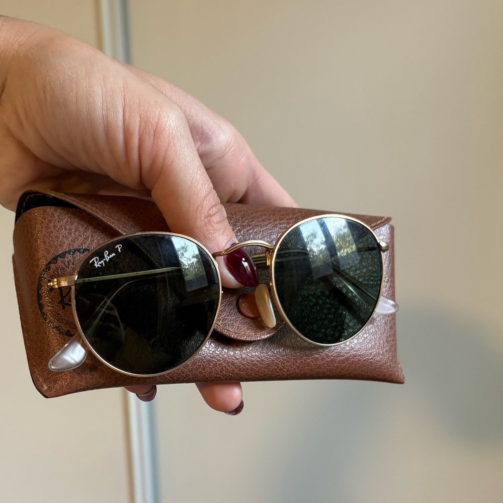 Ray Ban RB3447 ROUND METAL 112/58 50M Matte Gold/Green Polarized Sunglasses